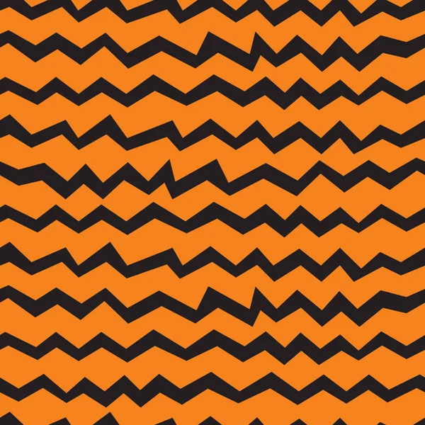 Padrão sem costura Vector Halloween chevron. Linhas de ziguezague preto e laranja. Bom para cartões de Halloween, poligrafia, coisas . — Vetor de Stock