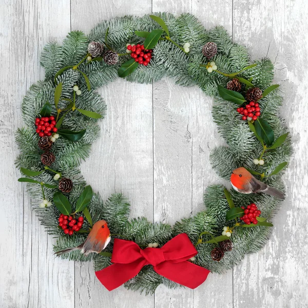Christmas Welcome Wreath — Stock Photo, Image