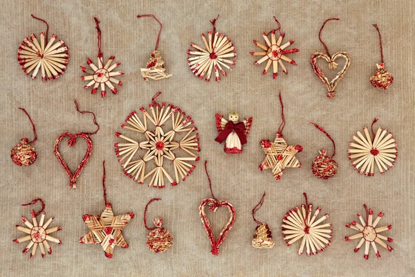 Straw Christmas Tree Decorations — Stock Photo, Image