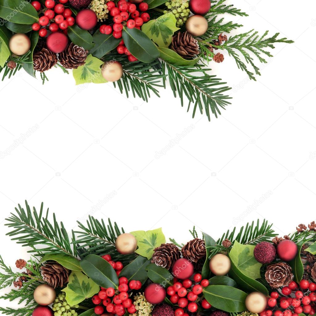 Abstract Christmas Floral Border