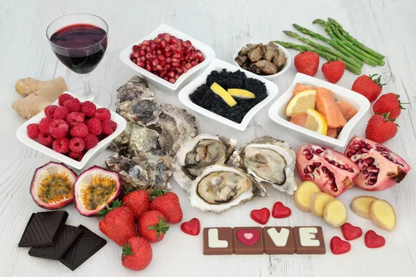 Alla hjärtans dag afrodisiakum livsmedel — Stockfoto