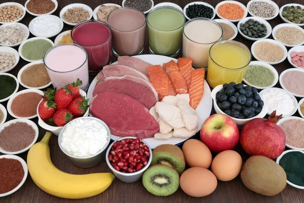 Budowa ciała zdrowa żywność i napoje — Zdjęcie stockowe