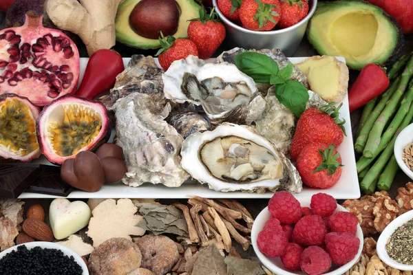 Aphrodisiac Food Selection — Stock Image Aphrodisiac Food Selection Royalty Free Stock Photos