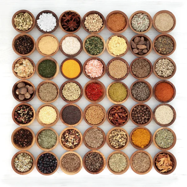 Herb and Spice Seasoning Sampler — Stock Photo, Image