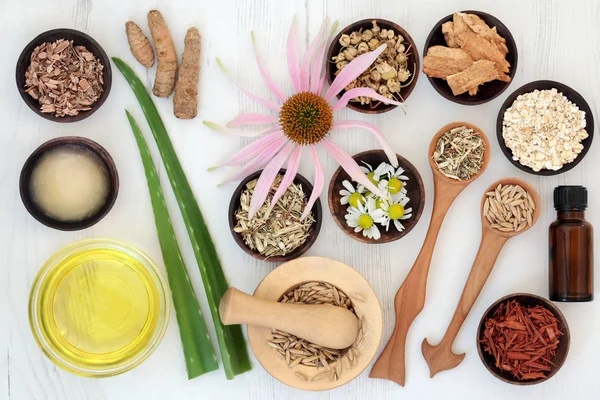 Herbal Skincare com ingredientes de cura — Fotografia de Stock