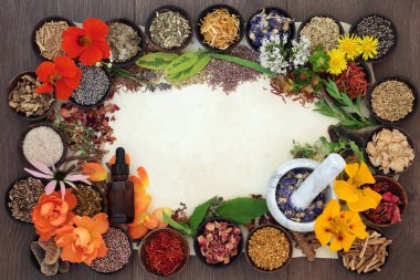 Çiçekler ve bitkiler bitkisel ilaç için