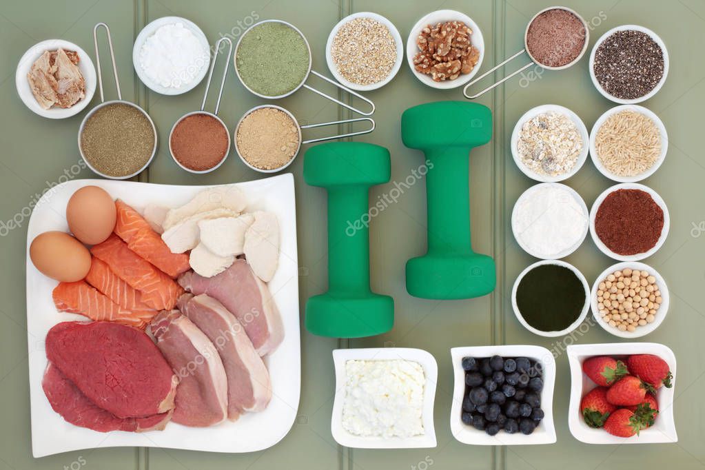 Super Food and Dumbbells for Body Builders