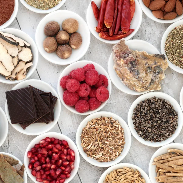 Seleção Afrodisíaca de Alimentos — Fotografia de Stock