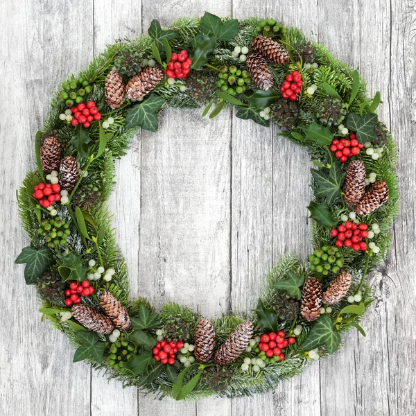 自然のクリスマスの花輪 — ストック写真