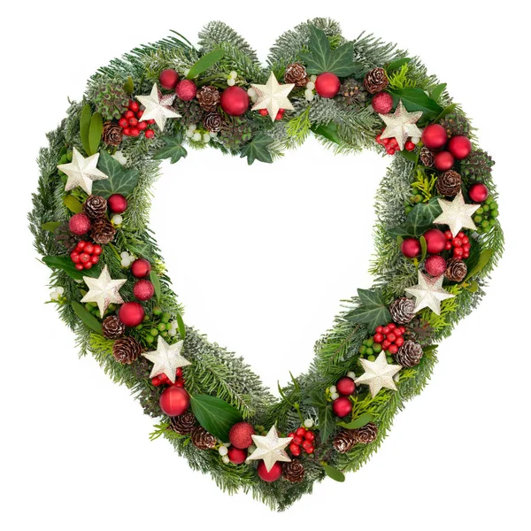 CORAZÓN SHAPED CHRISTMAS WREATH — Foto de Stock