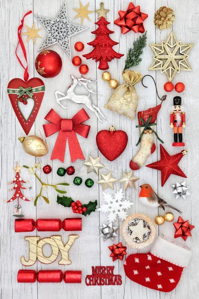 Vánoční radost znamení a dekorace — Stock fotografie