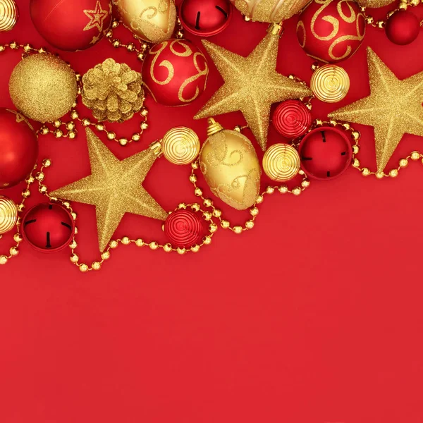 Red and Gold Christmas Baubles — Stock Photo, Image