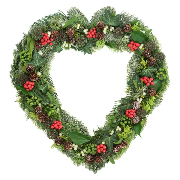 Winter Heart Shaped Wreath — Stock Photo, Image