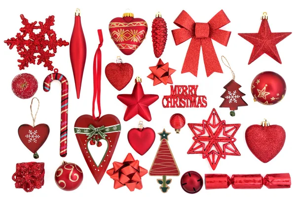 Červená Vánoční cetka dekorace — Stock fotografie