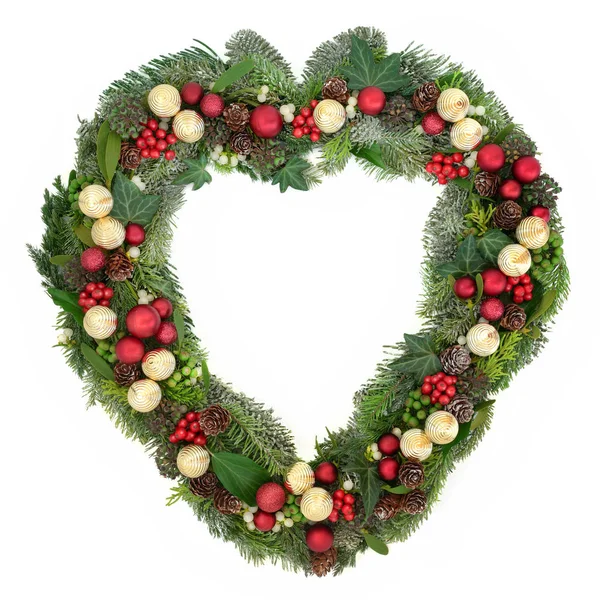 Decorative Heart Shaped Christmas Wreath — Stock Photo, Image