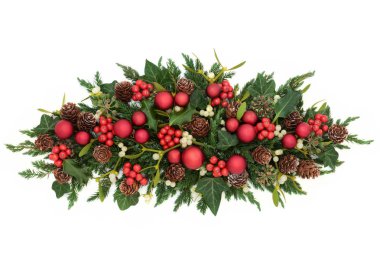 Noel dekorasyon kırmızı baubles ile