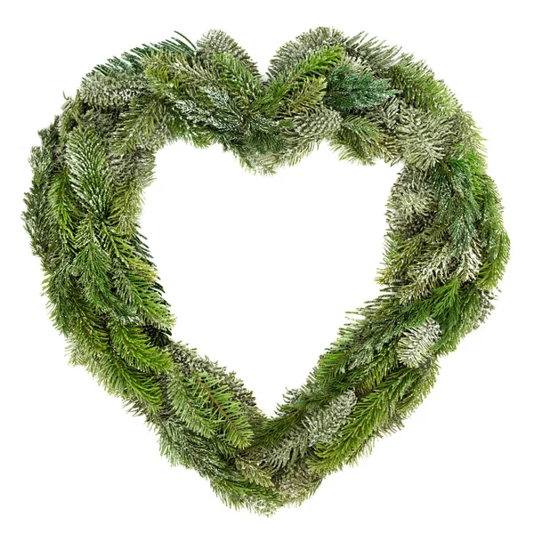 Heart Shaped Natural Christmas Wreath — Stock Photo, Image