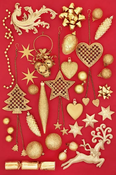 Gouden symbolen van Kerstmis — Stockfoto