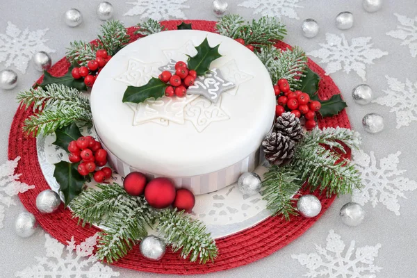 Iced Christmas Cake — Stock Photo, Image