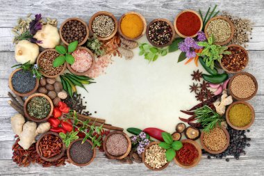 Baharat ve bitki soyut kenarlık