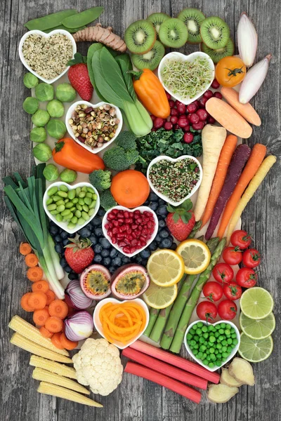 Nahrung Für Eine Gesunde Ernährung Mit Frischem Gemüse Und Obst — Stockfoto