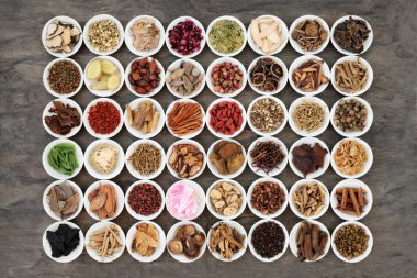 Çince otlar geniş koleksiyon