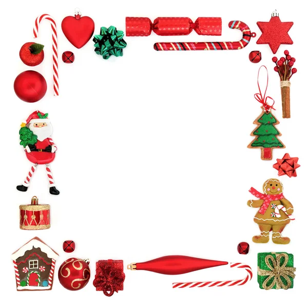 Abstrakt jul gränsen med festliga symboler — Stockfoto
