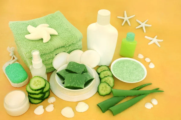 Aloe Vera & Cucumber Skin Care Beauty Treatment — Stock Photo, Image