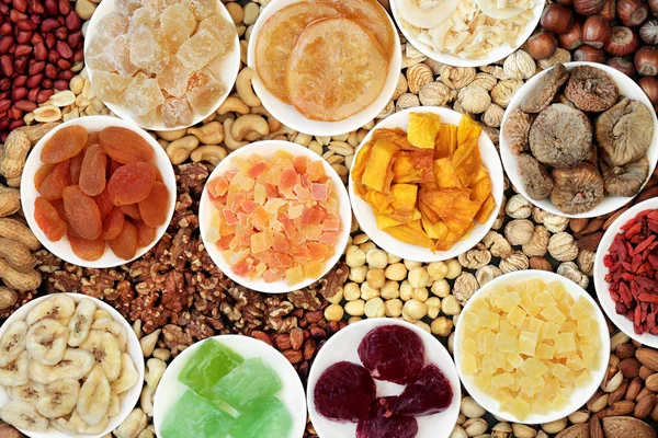 Sbírka sušeného ovoce a ořechů — Stock fotografie