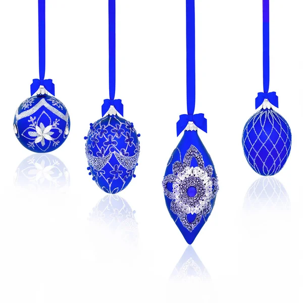 Luxe blauwe kerst Bauble decoraties — Stockfoto