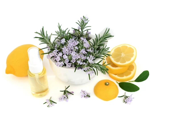 Rosmarinkraut und Zitrone vegane Hautpflege — Stockfoto