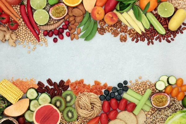 Vegan salute cibo sfondo confine — Foto Stock