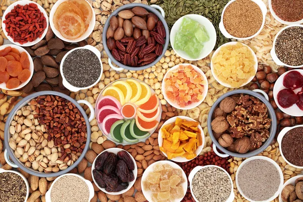 Sběr Sušených Ovocných Ořechů Semen Tvoří Základ Zdravotní Potraviny Vysokým — Stock fotografie