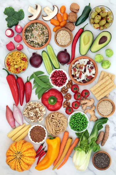 Sağlıklı Bir Yaşam Için Vegan Sağlıklı Yiyecekler Yüksek Omega Protein — Stok fotoğraf