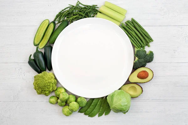 Здоровая Веганская Пища Венок Зелеными Овощами Повысить Иммунную Систему Окружающую — стоковое фото