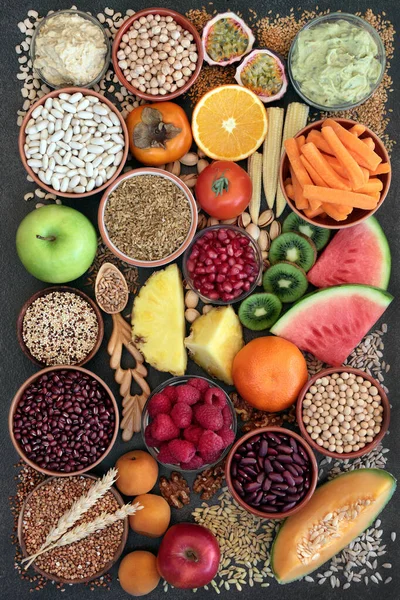 Concept Aliments Santé Riches Fibres Avec Des Aliments Super Riches — Photo