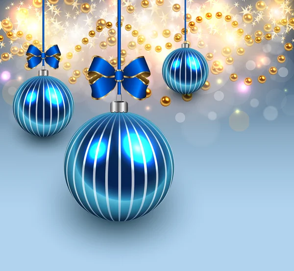 Kerstmis achtergrond met glazen bollen. — Stockvector