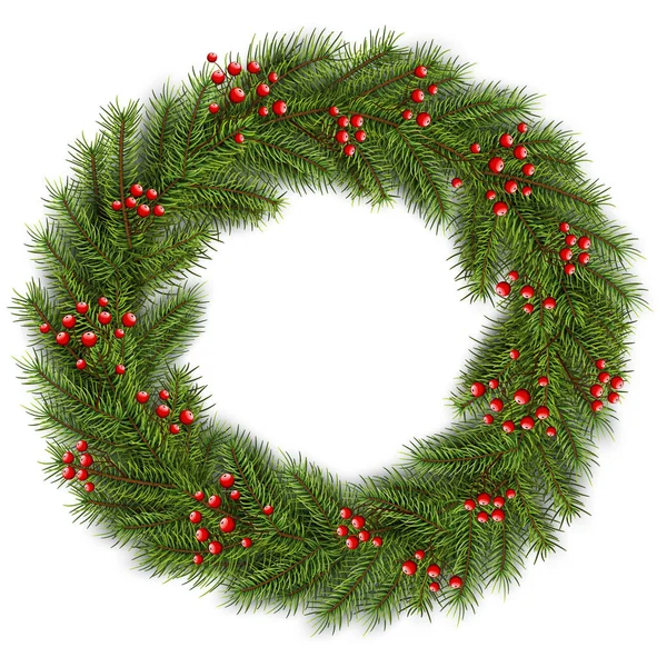 Couronne de Noël sapin vert — Image vectorielle