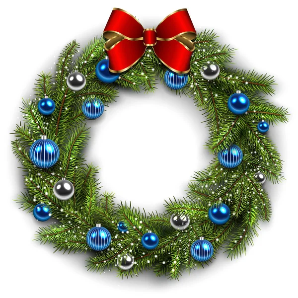 Christmas wreath on white — Stock Vector