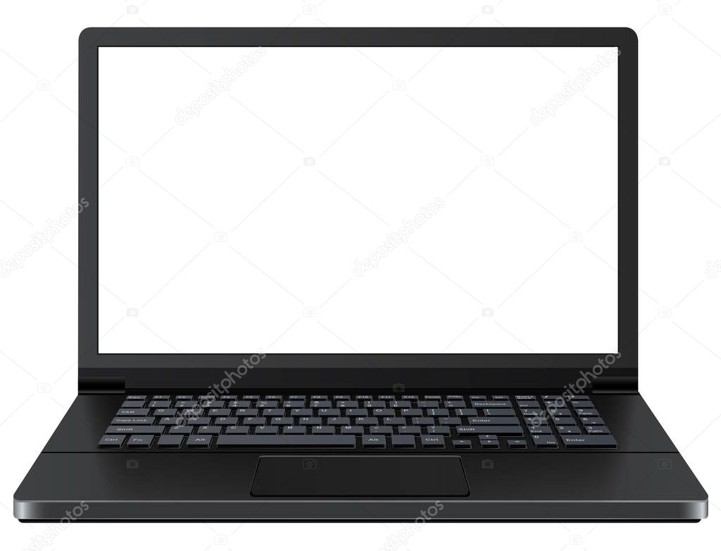 Laptop with empty screen isolated
