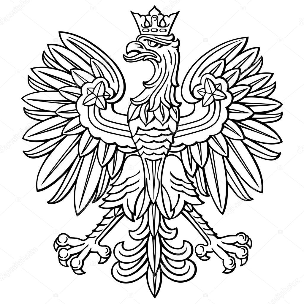 Poland eagle, polish national coat of arm, detailed vector illustration.