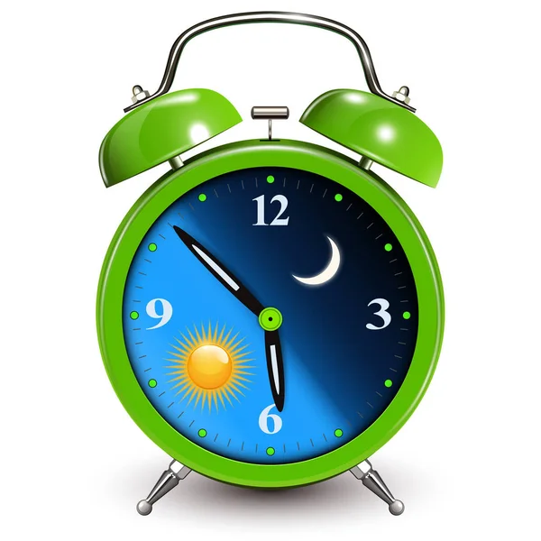 Reloj despertador, concepto de día y de noche — Vector de stock