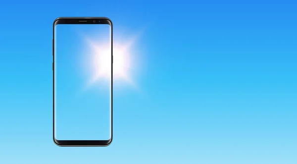 Smartphone, téléphone mobile plus de ciel bleu — Image vectorielle