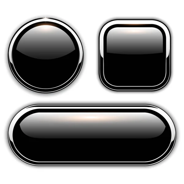 Glossy black buttons — Stock Vector