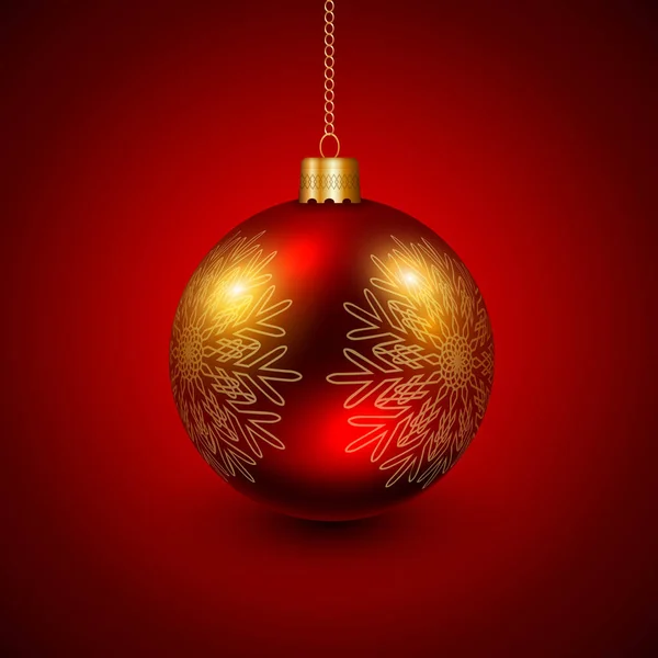 Boule de Noël rouge et or — Image vectorielle