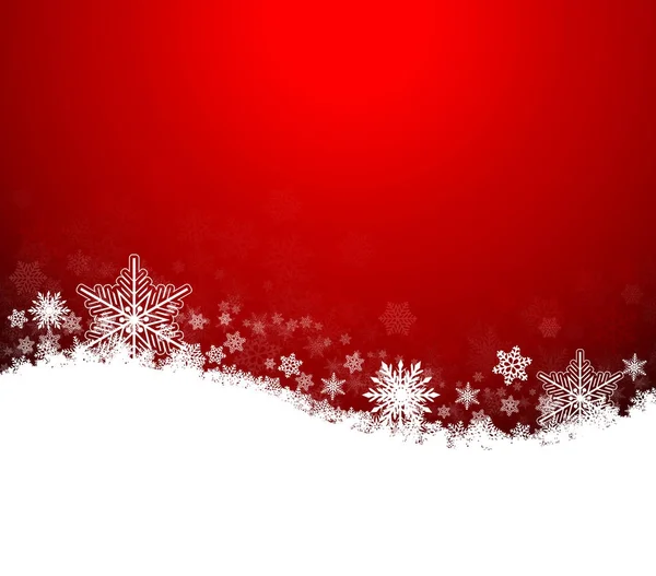 Natal fundo vermelho com flocos de neve — Vetor de Stock