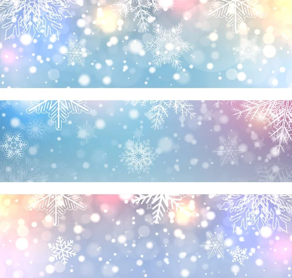 Fondos de Navidad, pancartas con copos de nieve — Vector de stock