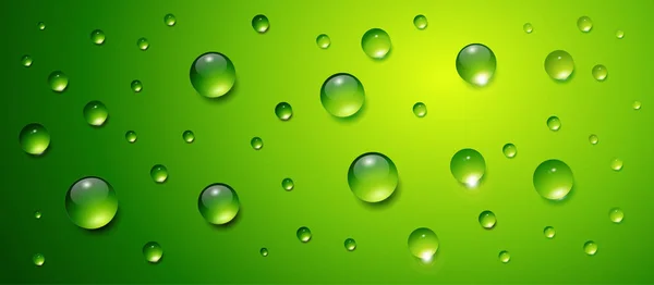 Fond vert avec gouttes d'eau — Image vectorielle