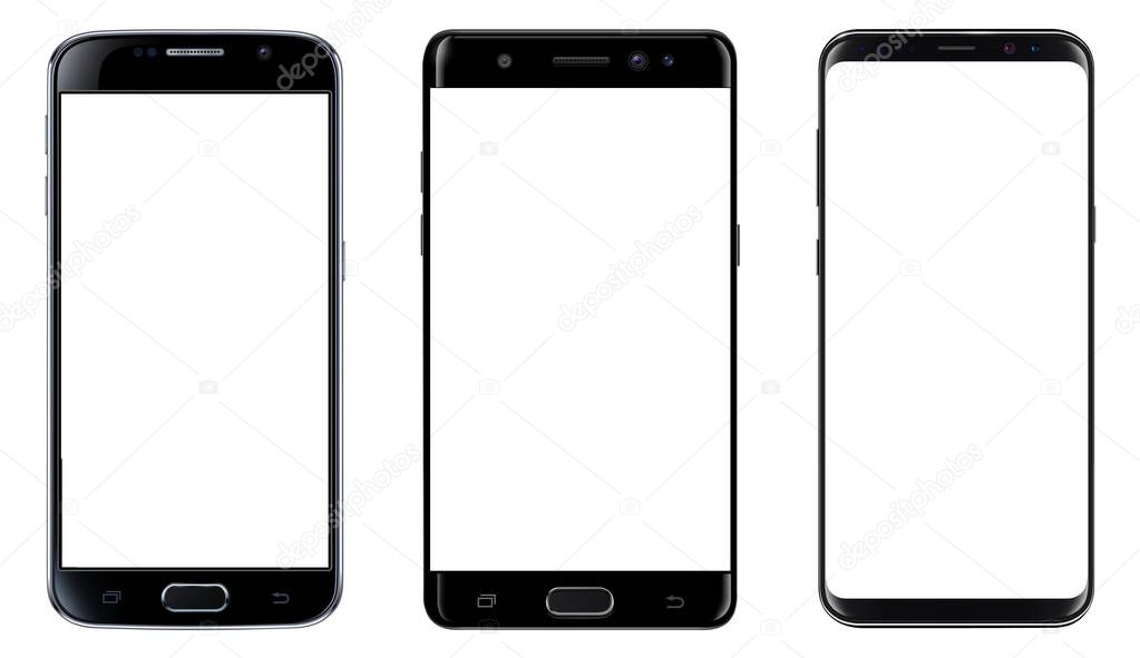 Smartphones isolated with blank screen