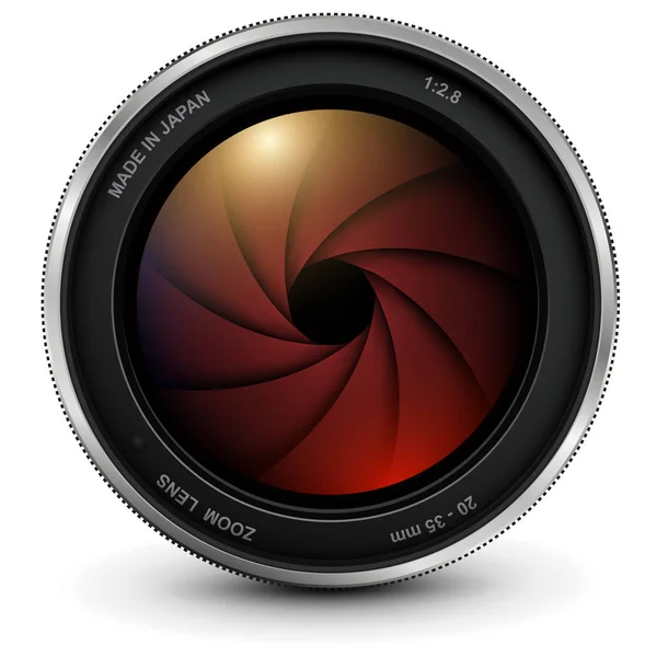 Camera photo lens with shutter — Stock Vector